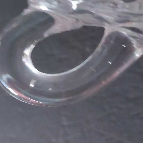 Handblown in Mold Crystal Engraved Sugar Bowl,Clear,2.5in.Hx6inW inc.handles. - Picture 8 of 9